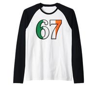 Viral Irish Flag 67 Number Graphic St Patrick's Day 67 Raglan Baseball Tee
