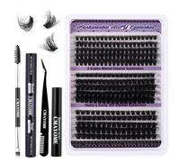 Viral Manga Lash Clusters Kit 4-in-1, MEOAlBkey 270 pcs Anime Wispy Spike Clusters 10-18mm DIY False Eyelash Extension Kit for Dramatic Volume