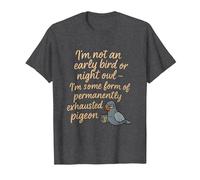 Viral Permanently Exhausted Pigeon Meme Quote Graphic T-Shirt, Men, Dark Heather Grey, 3X-Large