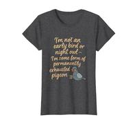 Viral Permanently Exhausted Pigeon Meme Quote Graphic T-Shirt, Women, Dark Heather Grey, 3X-Large