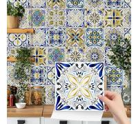 VIRANDA 24-PCS Peel and Stick Flower Tile Stickers Self Adhesive Wall Sticker PVC Removable Decorative Tile Backsplash for Kitchen, Bathroom, Laundry Room 5.91"x5.91"