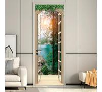 VIRANDA 3D Door Sticker Peel and Stick Murals Removable self-Adhesive Door Cover PVC Waterproof Door Poster Window View for Living Room Bedroom Door Decoration Design 30.3"x 78.7"