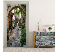 VIRANDA 3D Peel and Stick Door Sticker Removable self-Adhesivev Murals PVC Waterproof Door Poster Door Cover Wallpaper Alley Door Decoration for Living Room Bedroom Home Design 30.3"x 78.7"