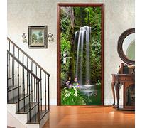 VIRANDA Waterfall 3D Door Sticker - Self-Adhesive, Waterproof, PVC, Rectangular, Scenic, Matte, Adult, All Seasons, Outdoor, Door Embellishment, Decoration, 77 x 200 cm