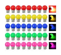 VIRANSHEN LED 40 Pack Coloured Light Bulb B22 Bayonet LED Bulbs 3W Multi Colour Bulbs Mood Ambiance Lighting for Home Decoration Party Patio Christmas Effect Lights Red Yellow Blue Green Pink
