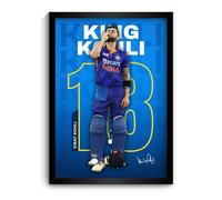 Virat Kohli Poster | Framed King Kohli 18 Wall Art | Indian Team Edition | Cricket Legend | Premium Sports Decor for Cricket Fans | Motivational Wall Poster | Virat Wall Poster for Room