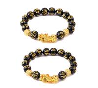 VIRAVENTO FengShui Wealth And Luck Bracelets-Elevate Your Energy with This Feng Shui Bracelet- Black Obsidian Pixiu Wealth Bracelets for Luck & Prosperity, adjustable, Rope, no gemstone