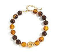 VIRAVENTO Large Red Beaded Choker Necklace for Women Chunky Ball Resin Oval Beaded Statement Necklace Jewelry Trendy Accessories, Adjustable, Alloy Steel, No Gemstone