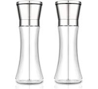 VIRAZE Prefilled Stainless Steel Salt and Pepper Grinder Two Piece Set - Glass and Stainless Steel Mill - Large Capacity Shakers - Manual Salt and Pepper Mills