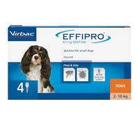 Virbac Effipro Dog Flea & Tick Treatment - Small Dogs 2-10kg - 4 Pipettes