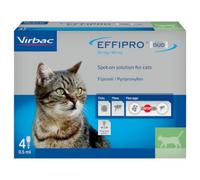 Virbac Effipro Duo Spot On Flea & Tick Treatment For Cats Fast Acting 4 Pipettes Kills Fleas & Ticks Vet Strength Formula