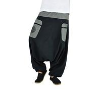 virblatt - Harem Pants for Women | Cotton | Hippie Trousers Genie Pants Ladies Summer Trousers Drop Crotch Wide Festival Hippie Clothes - Yogazeit M-XL Black