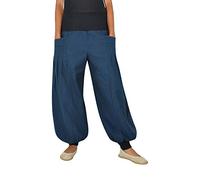 virblatt - Harem Pants for Women | Cotton | Hippie Trousers Genie Pants Ladies Summer Trousers Drop Crotch Wide Festival Hippie Clothes - Yogazeit M-XL Blue