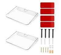 Virefb Home Listening Wall Holder Clear Acrylic with Guarded, 2 pack | Reversible Placement with Raised Edges and Cord Access for Living Rooms, Bedroom Listening and Hardware Included