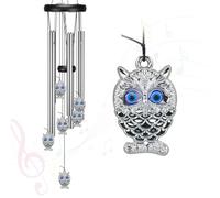 Virekm Windchimes Outdoors Clearance, Door Chime Wind Chimes for Outside Sympathy Wind Chimes for Patio Decoration, Garden Decor. Zen Garden Decor(Blue Evil Eye Owl)