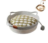 Virelapets Woven Rope Cat Basket, 13” /16” /18” Dual Pets Scratching Pad,with Pet Toy and Blanket, Protects Furniture (Gray With Mat,S)
