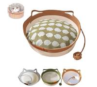 Virelapets Woven Rope Cat Basket, Breathable Durable Natural Cotton Ropes cat bed, Perfect for the living room, bedroom, or study, providing a cozy resting spot for cat(A + padding,Small)