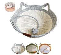 Virelapets Woven Rope Cat Basket, Breathable Durable Natural Cotton Ropes cat bed, Perfect for the living room, bedroom, or study, providing a cozy resting spot for cat(C,Small)