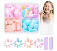 Virellay 96 Pieces Colourful Self-Adhesive Children's Fingernails, Girls Press-On Nails, Full Cover Short Children's Nails, Self-Adhesive Artificial Nails Sets, Gifts for Girls (Pure Colour)