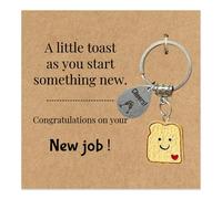 Virelle 1Pcs Simulation Bread Toast Keychain for Women New Job Gifts Congratulations Gift Good Luck Charms New Beginnings for Women Cute Goodbye Gifts for Coworkers Going Away Gift