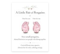 Virelle 2 Cute Rose Quartz Penguin Healing Crystal Gifts for Women, Anxiety Relief Worry Stones for Stress & Anxiety, Crystal Animal Ornaments for Boyfriend Girlfriend Wife Husband (Rose Quartz)