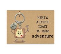 Virelle Adventure Awaits Bread Keychain - Cute & Durable Bread Charm for Backpacks, Bags, or Keys, Brave Journey Theme Gift for Travel Lovers
