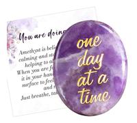 Virelle Amethyst Healing Crystal Worry Stone -Thumb Stone for Anxiety Relief for Adults & Kids, Spiritual Crystal Gifts for Women, Friends, Colleagues, Grief Gifts with Gift Box