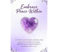 Virelle Amethyst Heart Stone with Affirmation Card, Genuine Crystal Worry Stone for Stress Relief, Reiki Gifts for Women, Chakra Balancing, Inner Peace Calm Anxiety, Mindfulness Gift for Men