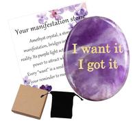 Virelle Amethyst Thumb Stones for Manifestation, Worry Stone for Anxiety Relief - Healing Crystals for Adults, Women & Kids | Spiritual Crystal Gifts with Meaning