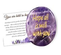 Virelle Amethyst Worry Stones - Anxiety Relief for Adults, Healing Crystals with 'Hope All is Well with You' Message, Spiritual Gifts for Women & Kids, Crystal Gifts for Holidays with Gift Box