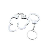 Virelle Creative Handcuffs Shaped Keychain, Novelty Mini Keyring for Friends/Boyfriend/Cat, Simple Bag Ornament Accessory, Funny Christmas Birthday Small Gift (silver 2 sets)