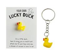 Virelle Duck Keyring Cute Little Yellow Duck Keychain, Mini Keyring with Good Luck Charm & Positive Duck Card, Pocket Hug Encouragement Gifts for Women Kids, Cute Keyrings for Women Yellow Gifts