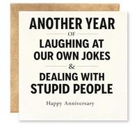 Virelle Funny Anniversary Card for Husband, Couple Gift for Boyfriend Girlfriend, Thank God We Have Each Other or Laughing at Our Own Jokes, 14x14cm Square with Envelope, 2 Styles Available (Alphabet)