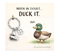 Virelle Funny Good Luck Duck Keyring & Card Gift Set with Four Leaf Clover Charm, Encouragement Present for Exams, New Job, Birthday,Driver,Easter Small Positivity Gift for Women Friends