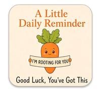 Virelle Good Luck Ceramic Coaster with Absorbent Soft Cork Bottom, I‘M ROOTING FOR YOU Carrot Design, Drinks Coaster for Desk, Encouragement Gift for Students Exams New Job