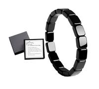 Virelle Hematite Bracelet for Men Women - Natural Stone Bead Stretch Bracelet with Gift Box, Energy and Confidence Square Shape Black Bracelets, Stylish Wrist Jewelry Gift for Dad, Husband, Boyfriend