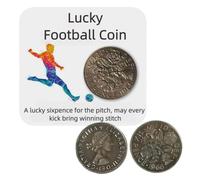 Virelle Lucky Football Coin & Card Charm, 1966 Silver Sixpence -Football Gifts for Boys & Men, Lucky Charms, Birthday Gifts for Brother/Him/Dad/Teen Boys, Christmas Gifts for Kids
