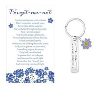 Virelle Memorial Keychain Funeral Favours for Guests, Forget Me Not Sympathy Keyring with Poem Card & Organza Bag, Remembrance Gifts for Loss of Loved One Keepsake, Silver Flower Keyring for Men Women
