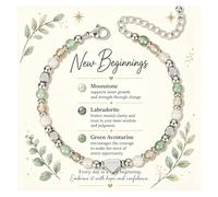 Virelle New Beginnings Bracelet Gift for Women, Good Luck Moonstone Labradorite Green Aventurine Bracelet, New Job Leaving Farewell Graduation Retirement Presents for Her