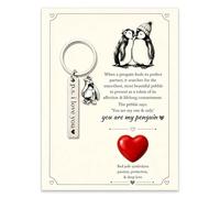 Virelle Penguin Keyring Cute Gifts for Boyfriend His and Hers Gifts for Couples Long Distance Relationship Love Hearts Romantic Engagement Anniversary Keychain for Her Him