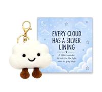 Virelle Plush Cloud Keychain with Smile Face, Soft Plush Keyring Charm, Every Cloud Has a Silver Lining Encouragement Gift Card, Thinking of You Gift for Friend Her Bestie