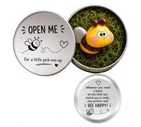 Virelle Pocket Bee Happy Gift - Cute Resin Bee Figurine with Inspirational Tin Box - Open Me for a Pick-Me-Up - Healing Gifts for Women, Friend, Colleague - Tiny Gift Under 5 Pounds