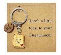 Virelle Simulation Bread Toast Keychain Engagement Gift Toaster Keychain, Funny Cheers to the Happy Couple Novelty Key Ring for Engaged Partners, Wedding Congratulations Gift for Women & Men