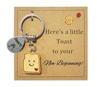 Virelle Simulation Bread Toast Keychain for Women New Job Gifts Congratulations Good Luck Charms New Beginnings Divorce Gifts for Women Cute Breakup Goodbye for Coworkers Going Away Gift