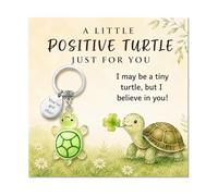 Virelle Small Green Turtle Keyring with Inspirational Metal Token - I May Be a Tiny Turtle But I Believe in You - Cute Good Luck Gift for Women, Students, GCSE Exams - Turtles Gifts for Positivity