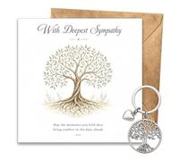 Virelle Sympathy Card with Keyring Gift Set, Condolence Card Sorry for Your Loss, Tree of Life Silver Keyring, Thinking of You Bereavement Card for Adults