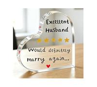 Virelle Wedding Anniversary Present for Husband Acrylic Heart Plaque, Anniversary Card for Husband from Wife, 5th 10th 30th Year,Desk Decoration