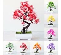 VIRELLO Artificial Bonsai Tree Plastic Fake Plant Pot Long Lasting No Fade Care Decor For Office Room Table Living Room Garden