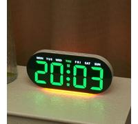VIRELLO LED Alarm Clock with USB Power, Large Display Digital Desk Clock with Ambient Light, Temperature, Perpetual Calendar, 4-Level Dimmer for Bedroom