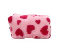 Virelynx Fuzzy Makeup Bag - Fluffy Plush Zipper Cosmetic Pouch with Heart Pattern, Cute Pencil Case Travel Toiletry Bag for Women Girls